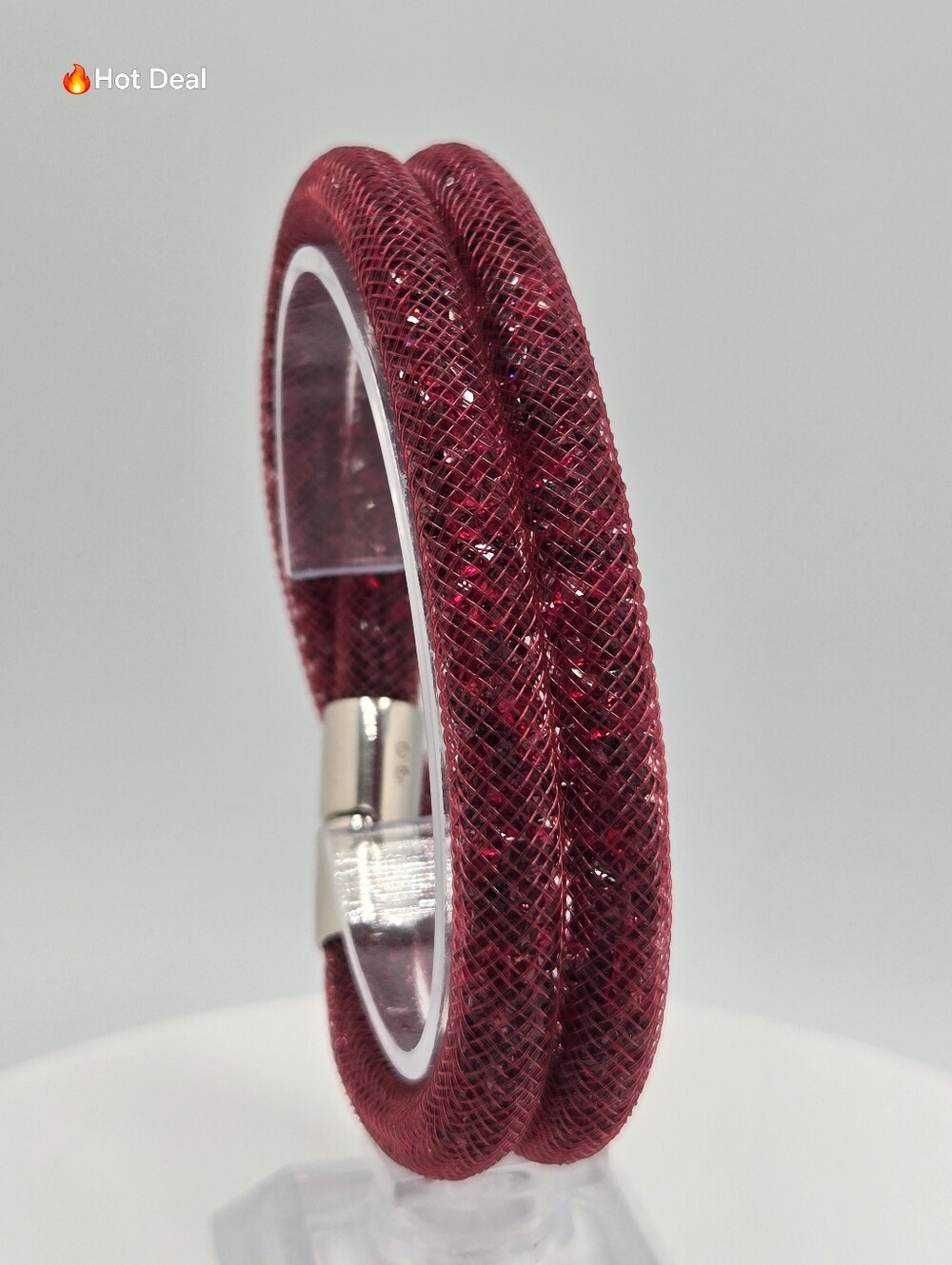 Swarovski Stardust Ruby Red Crystal Double Wrap Bracelet Choker Magnetic 16''